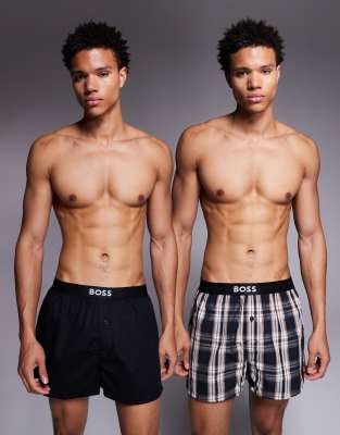 BOSS - Bodywear - Lot de 2 caleçons - Noir imprimé