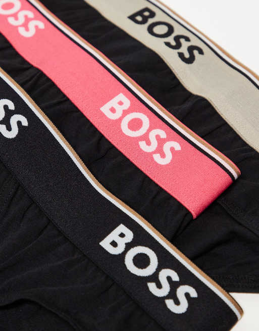 BOSS Bodywear - Lot de 3 slips avec taille multicolore - Noir, 3 de 4