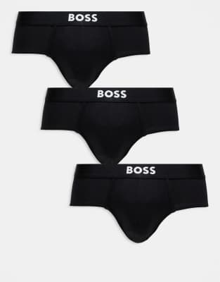 BOSS - Bodywear - Lot de 3 slips taille basse avec logo emblématique sur l'avant - Noir