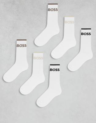 Boss - Bodywear - Lot de 6 paires de chaussettes - Blanc