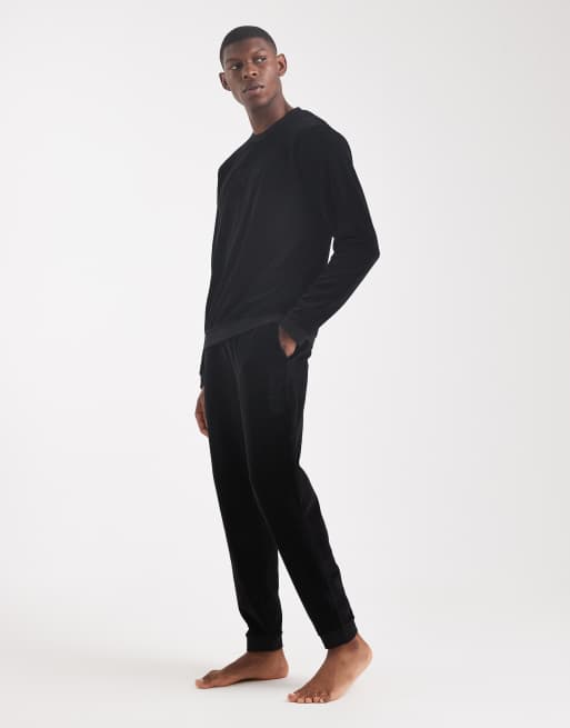 BOSS Bodywear – Lounge-Jogginghose aus Velours in Schwarz, Kombiteil, 3 von 5