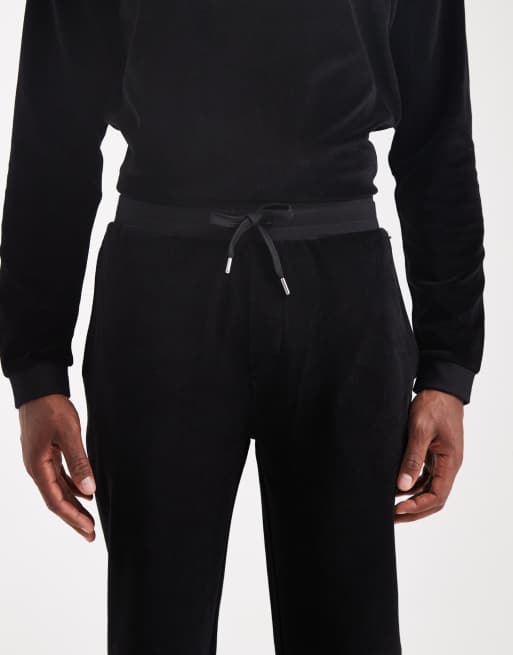 BOSS Bodywear – Lounge-Jogginghose aus Velours in Schwarz, Kombiteil, 4 von 5