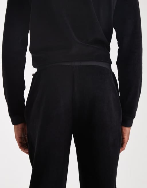 BOSS Bodywear – Lounge-Jogginghose aus Velours in Schwarz, Kombiteil, 5 von 5