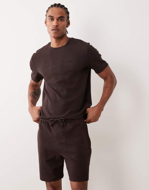 BOSS Bodywear – Lounge-Shorts in Braun mit Waffelstruktur, Kombiteil, 2 von 5