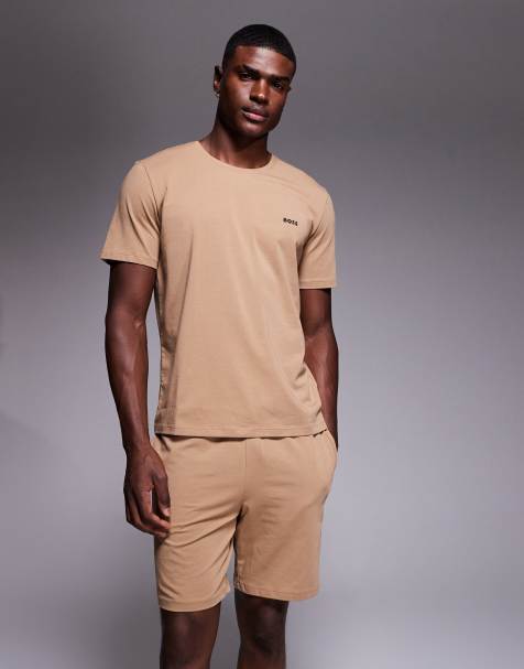 BOSS Bodywear lounge t-shirt in tan (Part of a set) - view 1