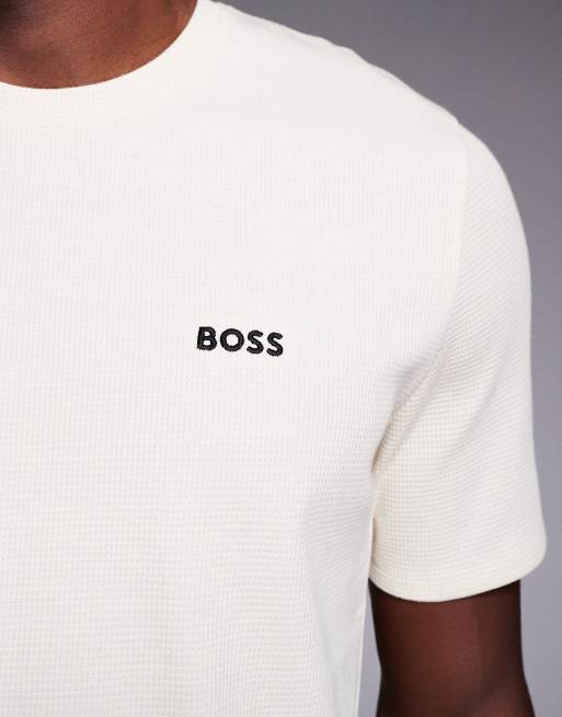 BOSS – Bodywear – Lounge-T-Shirt in Weiß mit Waffelstruktur, 5 von 5