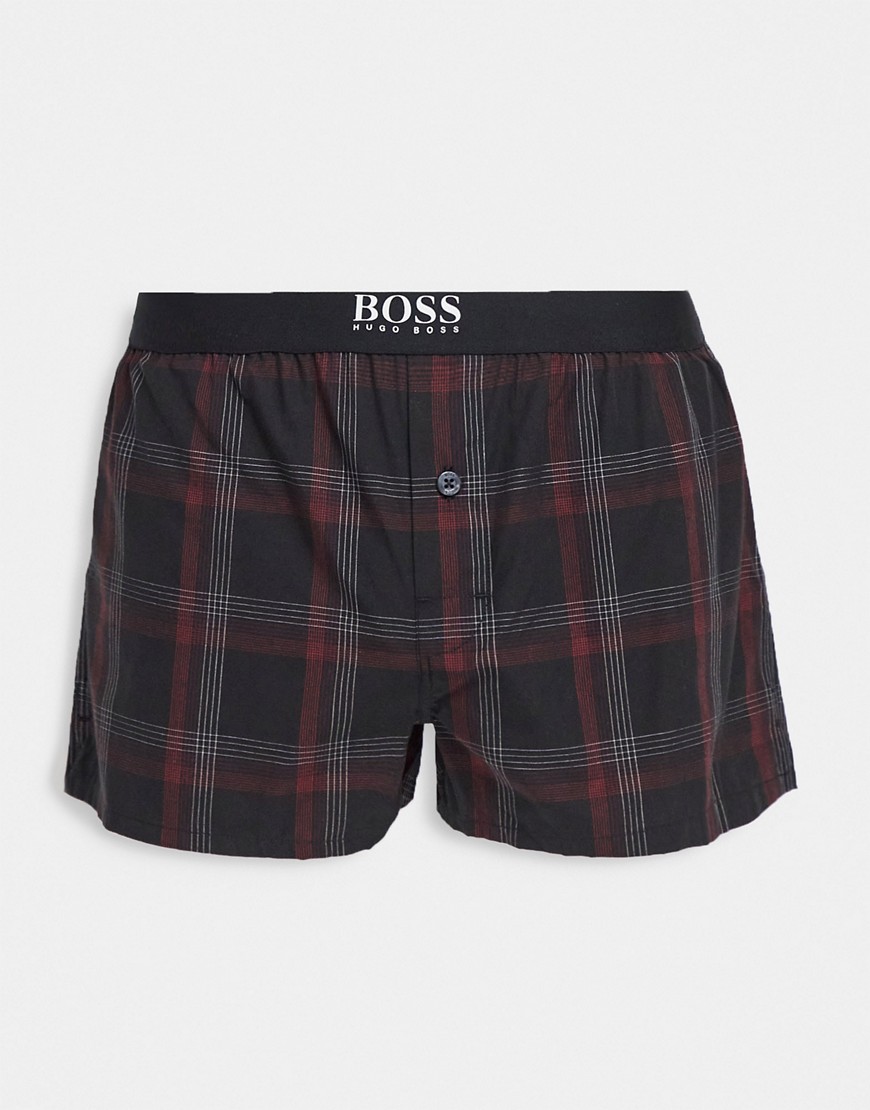 BOSS - Bodywear - Loungeshort in rode ruit-Zwart