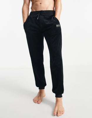 Boss Bodywear loungewear velour joggers in black