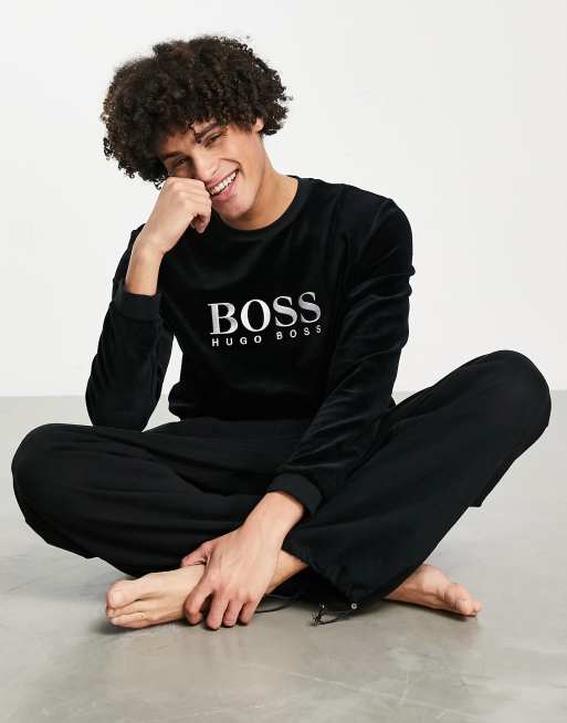 Boss bodywear black velour sweatshirt new arrivals