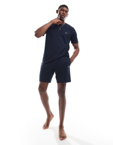 BOSS Bodywear - Marineblå shorts i jersey - Del af sæt - view 1