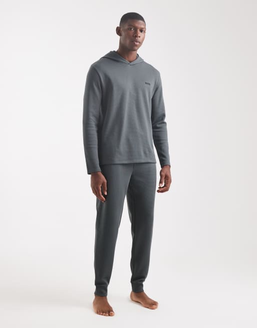 BOSS Bodywear - Mellemgrøn lounge-hættetrøje med vaffeltekstur, 2 af 5