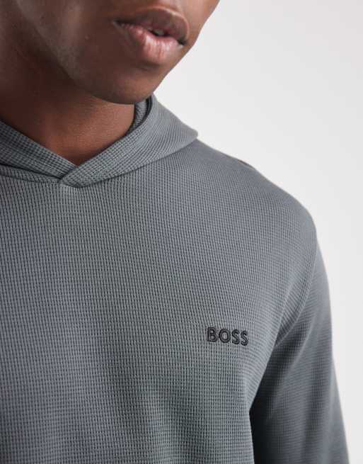 BOSS Bodywear - Mellemgrøn lounge-hættetrøje med vaffeltekstur, 5 af 5