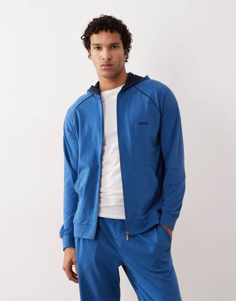 Boss Bodywear Mix & Match lounge hoodie in blue - view 1