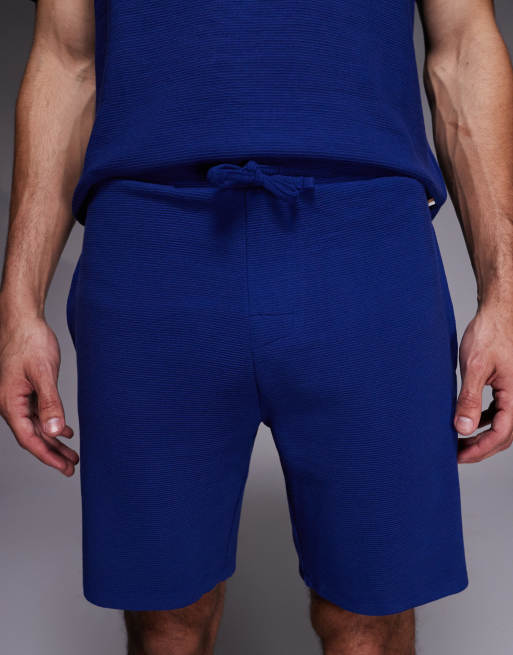 BOSS – Bodywear – Niebieskie prążkowane szorty domowe, 4 z 5