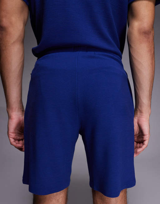 BOSS – Bodywear – Niebieskie prążkowane szorty domowe, 5 z 5