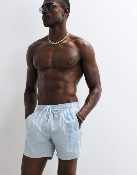 BOSS Bodywear - Octopus - Pantaloncini da bagno azzurri con stampa del logo - view 1