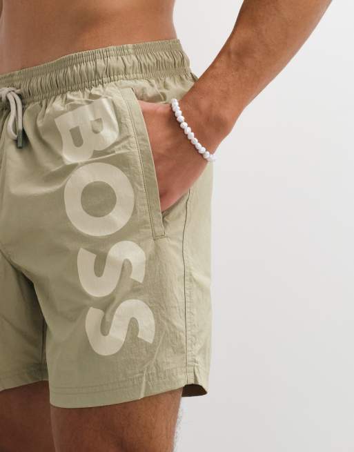 BOSS Bodywear - Octopus - Short de bain avec logo imprimé - Beige, 3 de 5