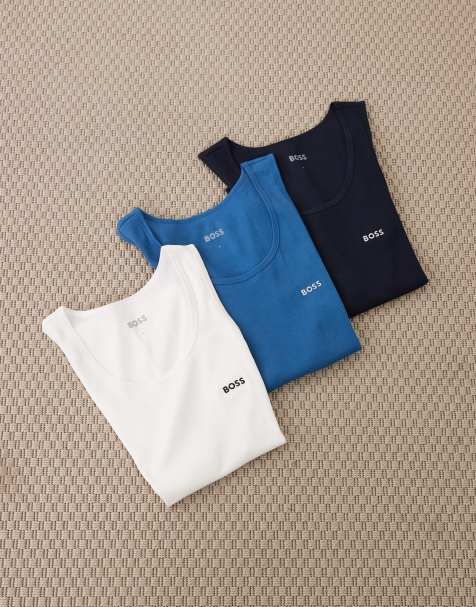 BOSS – Bodywear – Olikfärgade, ribbade linnen med logga, 3-pack - view 1