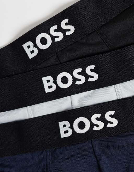 BOSS Bodywear One 3 pack micro front icon logo trunks in multi, 3 of 3