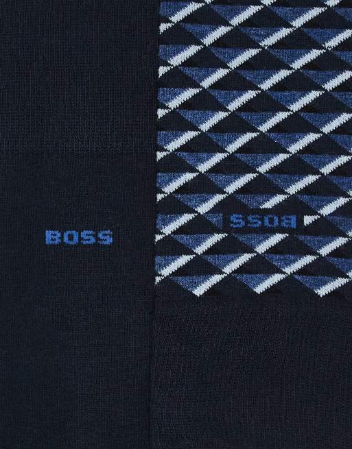 BOSS - Bodywear - Pakke med 2 par marineblå sportssokker med tern, 2 af 3