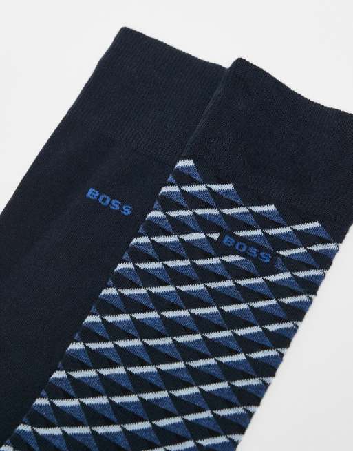 BOSS - Bodywear - Pakke med 2 par marineblå sportssokker med tern, 3 af 3