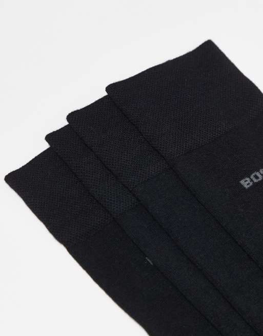 BOSS Bodywear - Pakke med 2 par sorte sokker i bambusblanding med logo, 2 af 3