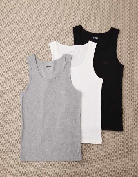 BOSS Bodywear - Pakke med 3 ribstrikkede undertrøjer med logo i forskellige farver - view 1