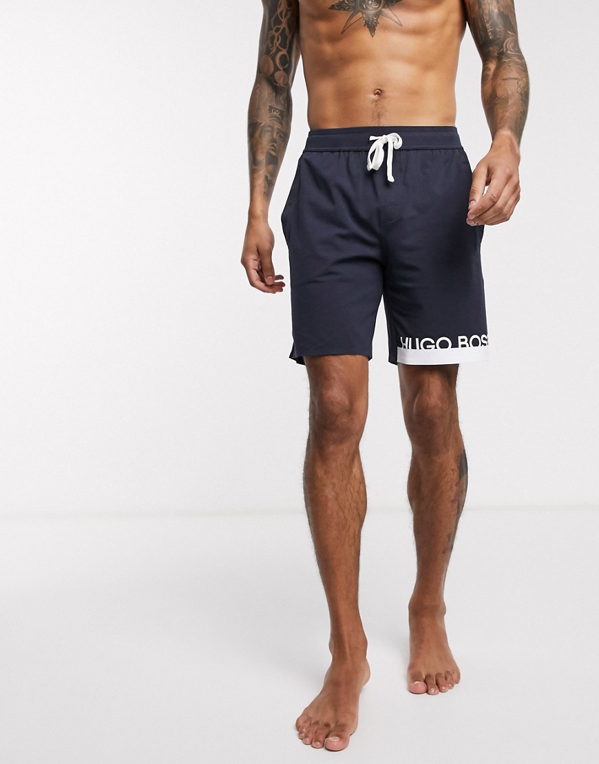 BOSS bodywear - Pantaloncini con logo Identity blu navy in coordinato