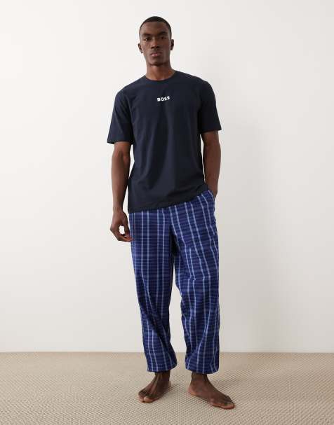 BOSS Bodywear - Pijama azul marino con pantalones y camiseta a cuadros Easy - view 1