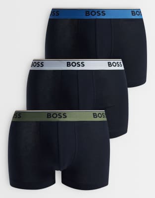 Boss Bodywear Power 3 Pack Logo Contrast Waistband Briefs In Red