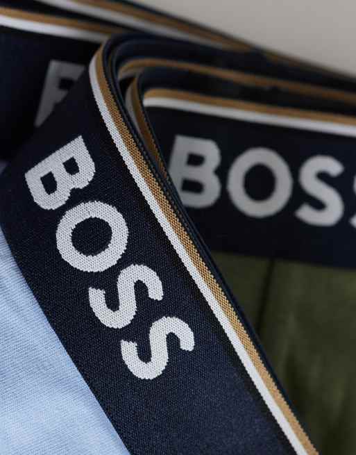 Boss Bodywear Power 3 pack logo contrast waistband trunks in multi, 3 of 3
