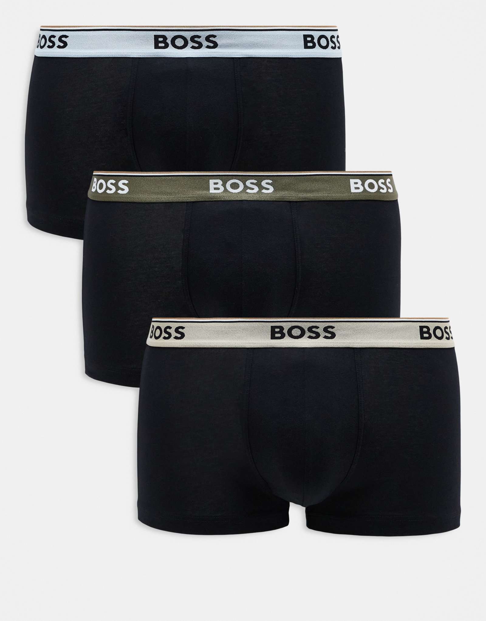 Трусы BOSS Bodywear Power 3 pack с логотипом на поясе черного цвета