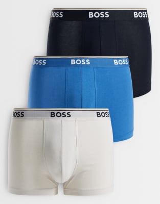 Boss Bodywear Power 3 Pack Logo Waistband Trunks In Multi