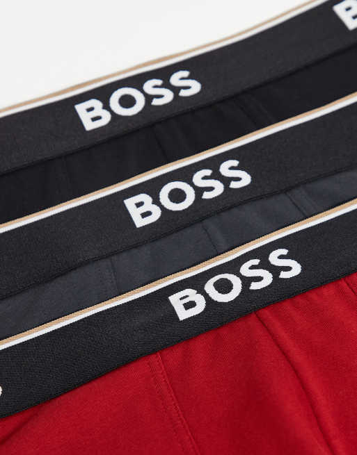 BOSS Bodywear – Power - 3er Pack Unterhosen in Schwarz, Grau und Rot , 3 von 3