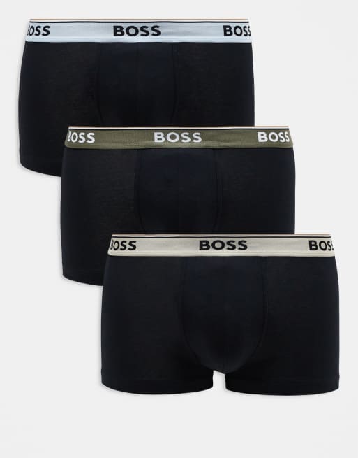 BOSS Bodywear - Power - Lot de 3 boxers à taille griffée - Noir