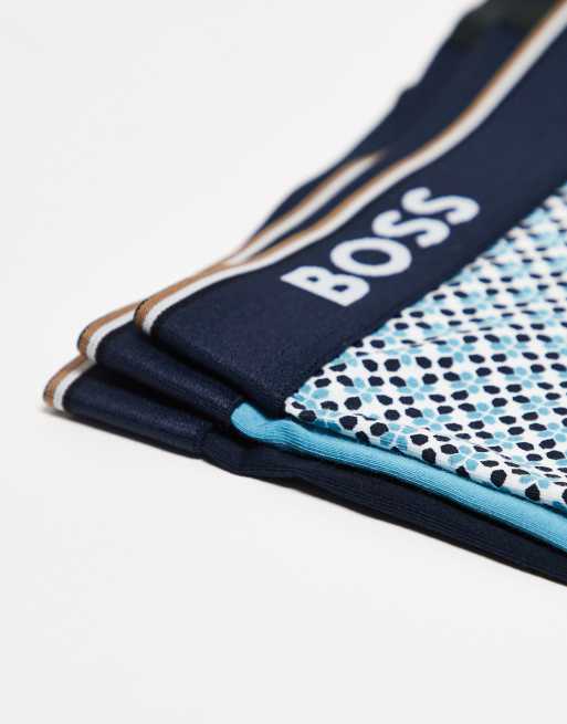 BOSS Bodywear - Power - Pakke med 3 par blå boksershorts med gennemgående print, 2 af 3