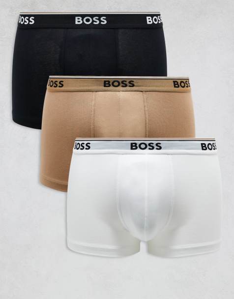 BOSS Bodywear - Power - Set van 3 boxershorts met logo-tailleband in zwart/bruin/wit - view 1