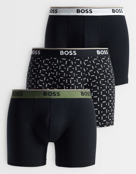 BOSS Bodywear – Power – Zestaw 3 par bokserek w kolorach czarnym i khaki - view 1