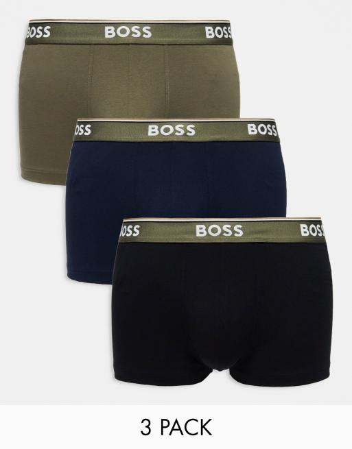 BOSS Bodywear – Power – Zestaw 3 par bokserek w kolorach czarnym, zielonym i niebieskim