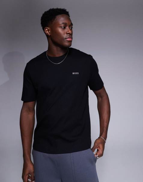 BOSS – Bodywear – Regulär geschnittenes T-Shirt in Schwarz mit Waffelstruktur und Logo - view 1