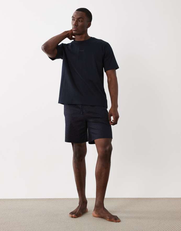 BOSS Bodywear Relax - Conjunto de estar por casa azul marino de camiseta y pantalones cortos