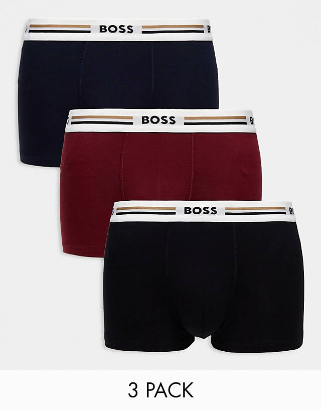 BOSS Bodywear - revive 3 pack trunks in black, blue and red