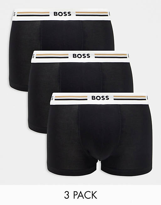 Boss Bodywear revive 3 pack trunks in black | ASOS