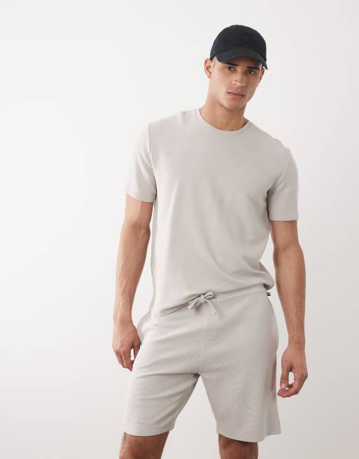 Boss Bodywear Rib co-ord lounge shorts in light grey, 2 of 5