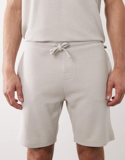 Boss Bodywear Rib co-ord lounge shorts in light grey, 4 of 5