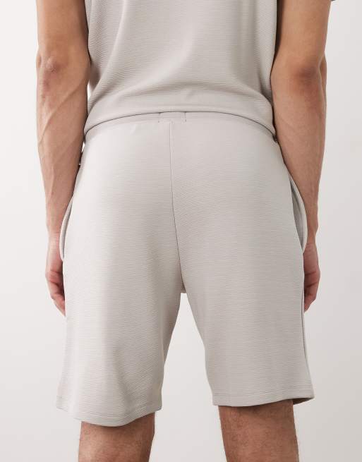 Boss Bodywear Rib co-ord lounge shorts in light grey, 5 of 5