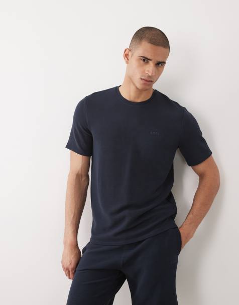 Boss Bodywear Rib co-ord lounge t-shirt in navy - view 1