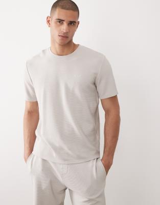 Boss Bodywear Ribbed Lounge T-shirt In Neutral