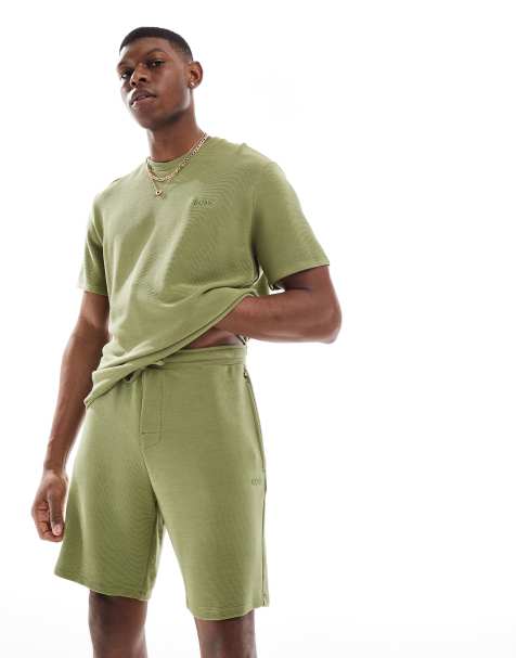 BOSS Bodywear ribbed shorts in green (part of a set) - view 1