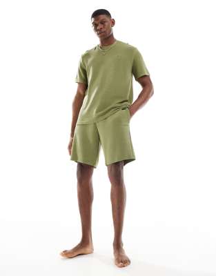 Hugo Boss Boss Bodywear Ribbed Shorts In Green
